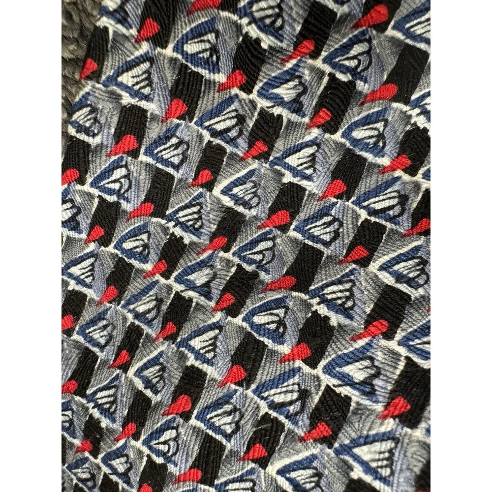 J. Garcia Silk Necktie Gray Red Blue Abstract Geometric Art Designer Tie